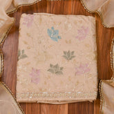 Organza Beige Unstitched Suit